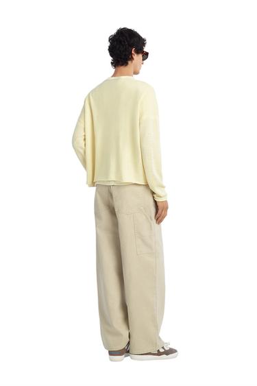 CROPPED LINEN-WOOL BLEND JUMPER - Yellow by Zara - Image 1