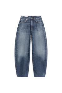 Jean Zara Femme Taille Haute Bleu - Jambes Larges Ourlet Brut - Taille 2
