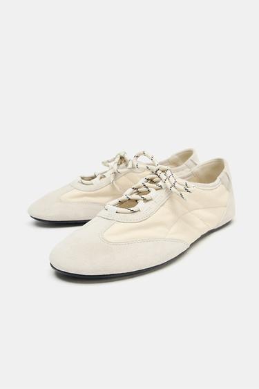 CONTRAST SPORTS BALLET FLATS - White by Zara - Image 1
