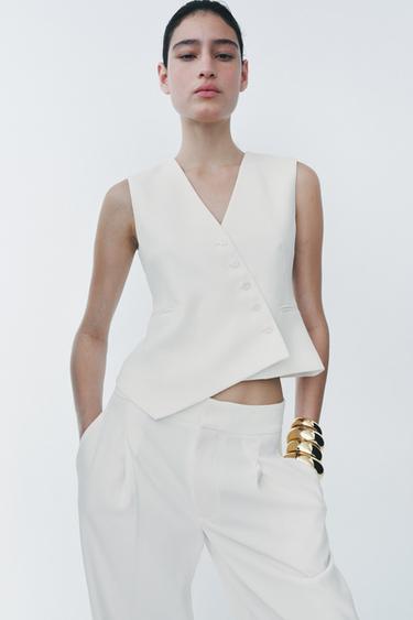 Zara ZW COLLECTION ASYMMETRIC VEST - Ecru