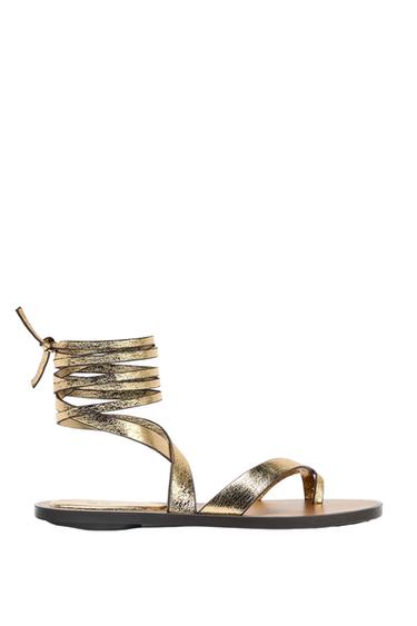 METALLIC-EFFECT SANDALS - Gold by Zara - Image 0