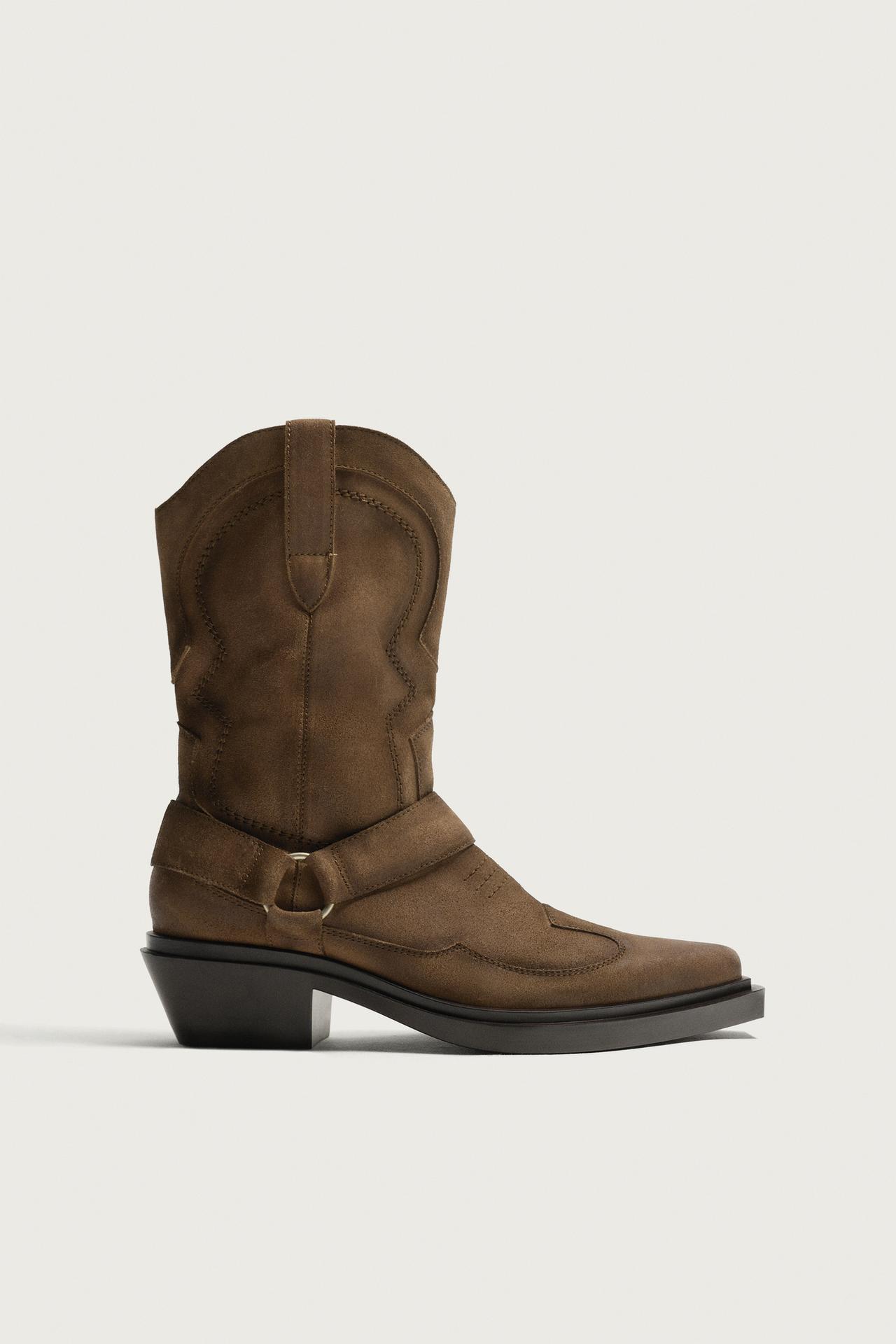 LEATHER COWBOY BOOTS — Brown