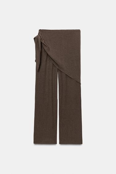 PANTALON TEXTURÉ À FOULARD - Marron de Zara - Image 6
