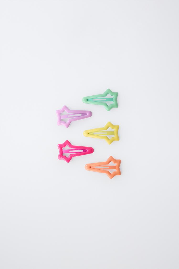 PACK OF FIVE STAR CLIPS — Multicolored