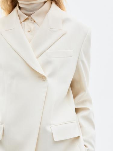 Zara Wool blend crossover blazer - LIMITED - Oyster-white