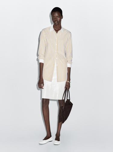 Zara Striped shirt with contrast detail - Biscuit