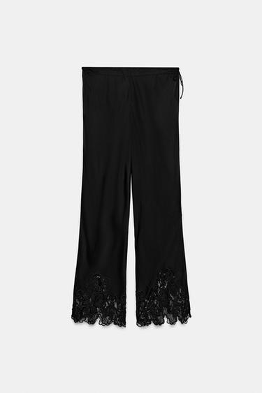 ZW COLLECTION EMBROIDERED SATIN TROUSERS - Black by Zara - Image 4