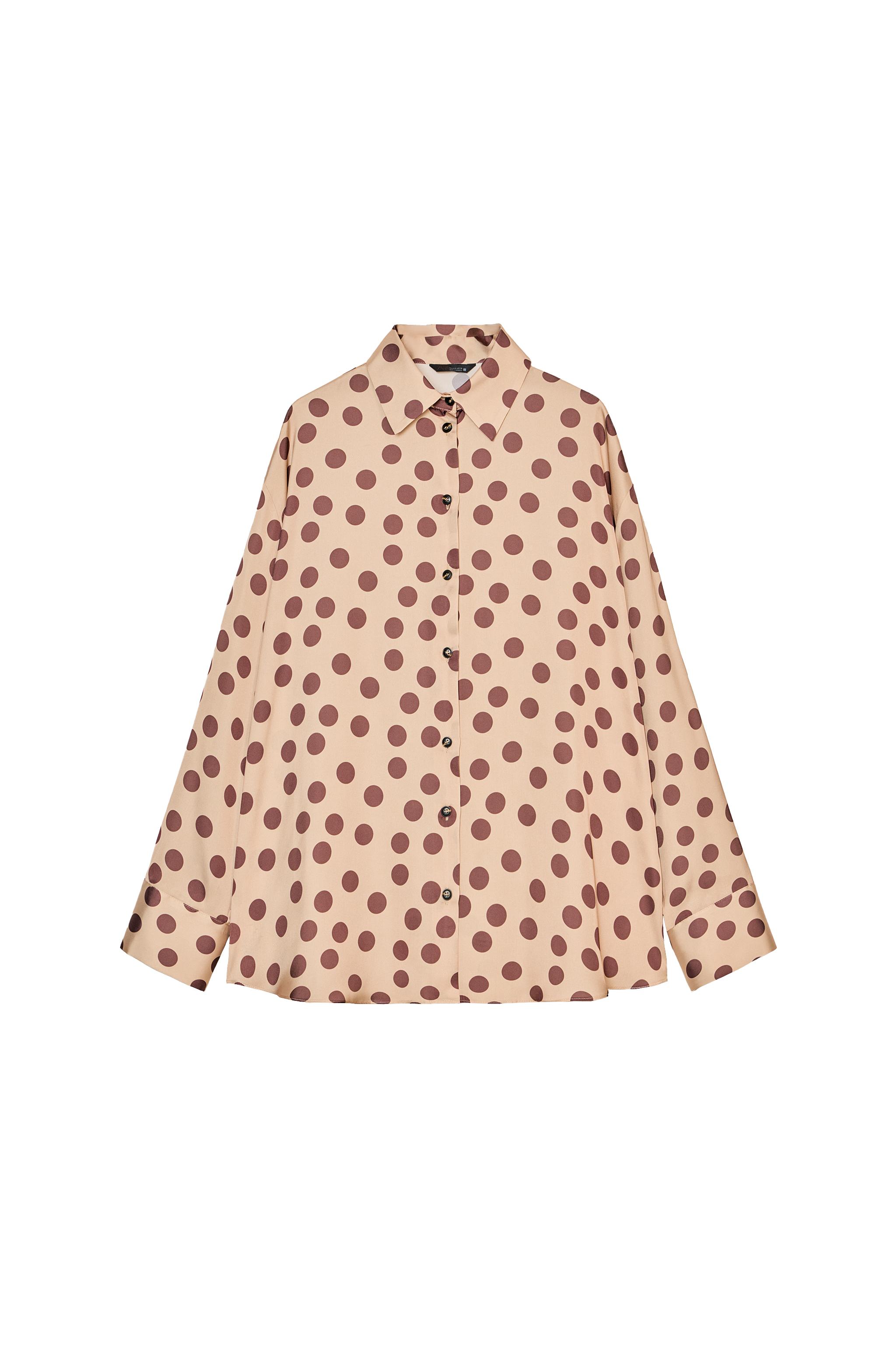 ドットプリントサテンシャツ - ベージュブラウン | ZARA Japan / 日本