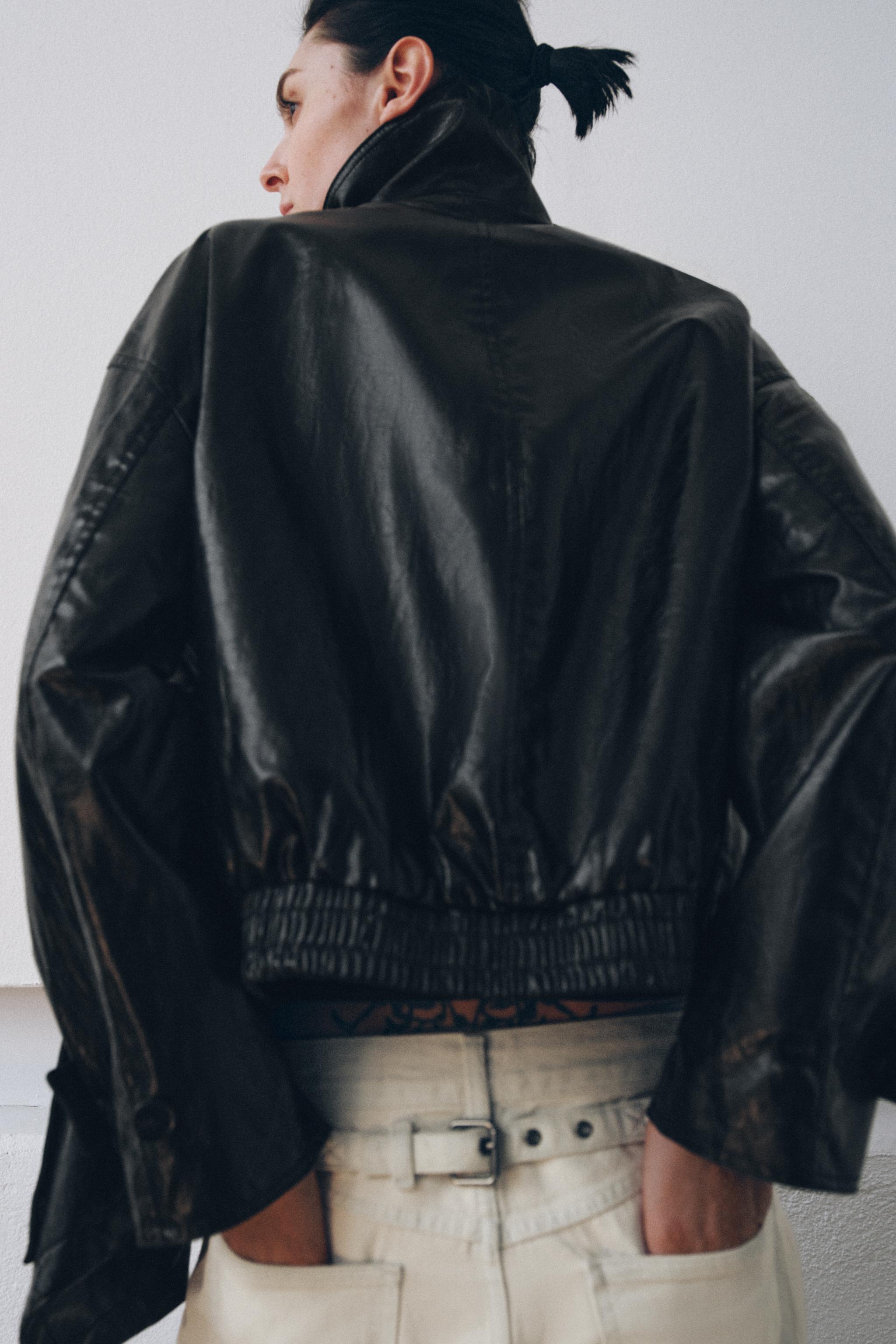 フェイクレザー スカーフジャケット ZW COLLECTION - ブラック | ZARA