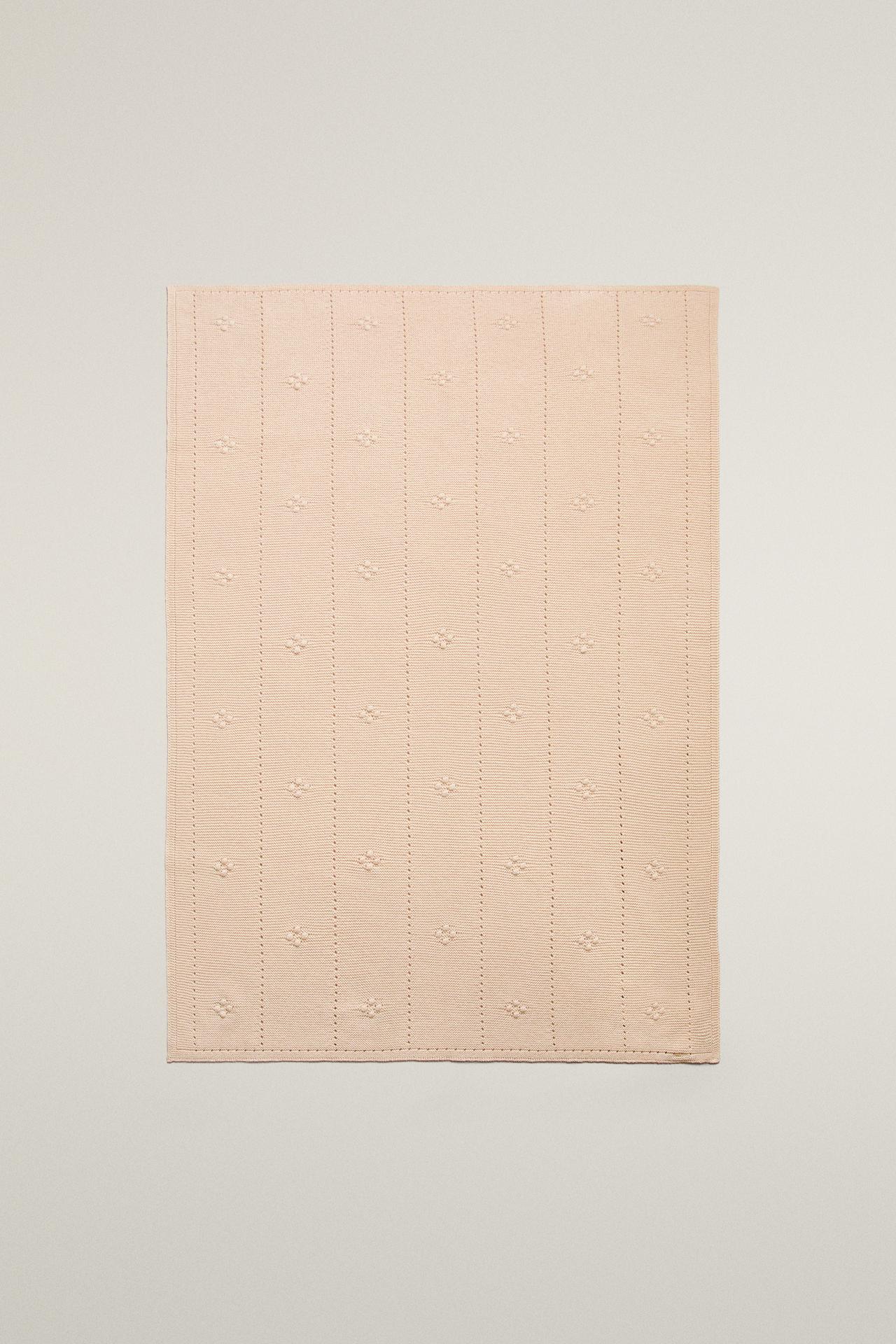 BABY OPENWORK COTTON BLANKET — Pink