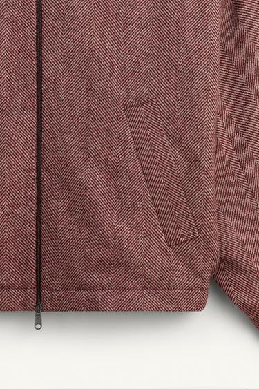 LIMITED EDITION WOOL HERRINGBONE JACKET - Burgundy by Zara - Image 7