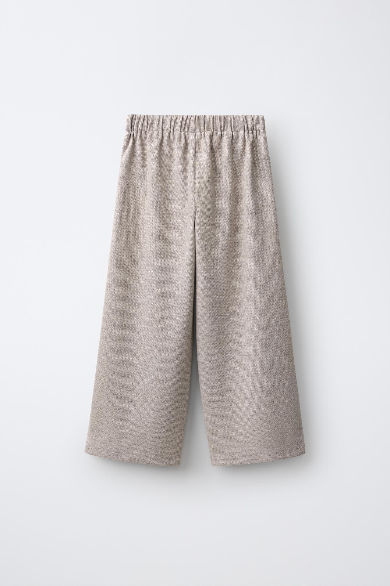 WIDE-LEG SOFT-TOUCH PANTS — Ecru