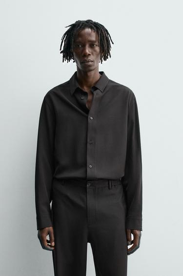 CAMISA FLUIDA RELAXED FIT - Negro de Zara