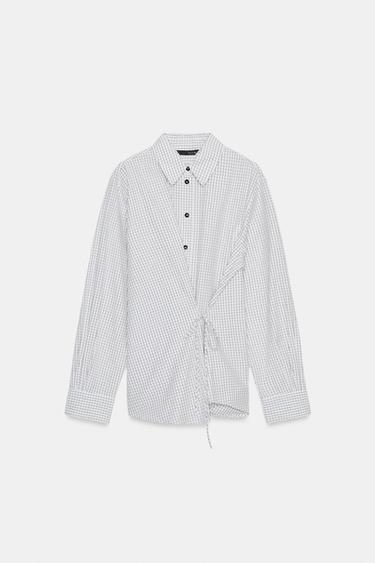 CHECK SHIRT WITH BOW - brown/white by Zara - Image 7