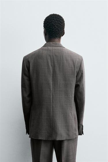 BLAZER COSTUME À CARREAUX - marron chiné de Zara - Image 2