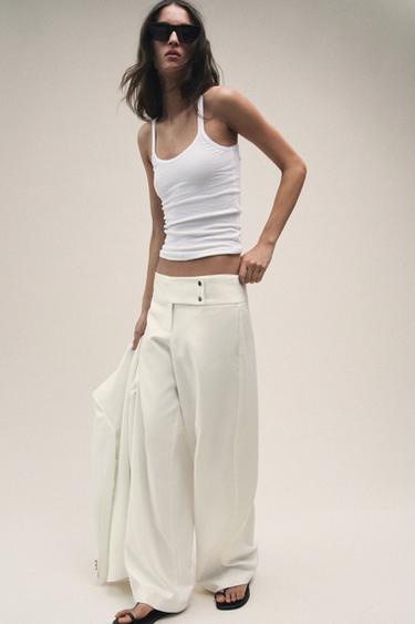 LOW-RISE STRAIGHT-LEG TROUSERS - Ecru by Zara
