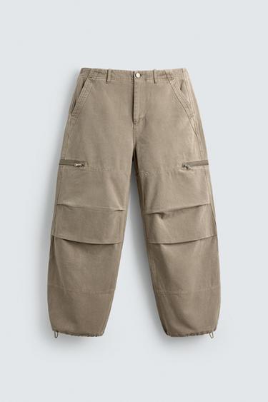 PANTALÓN CARGO PARACHUTE - Gris de Zara
