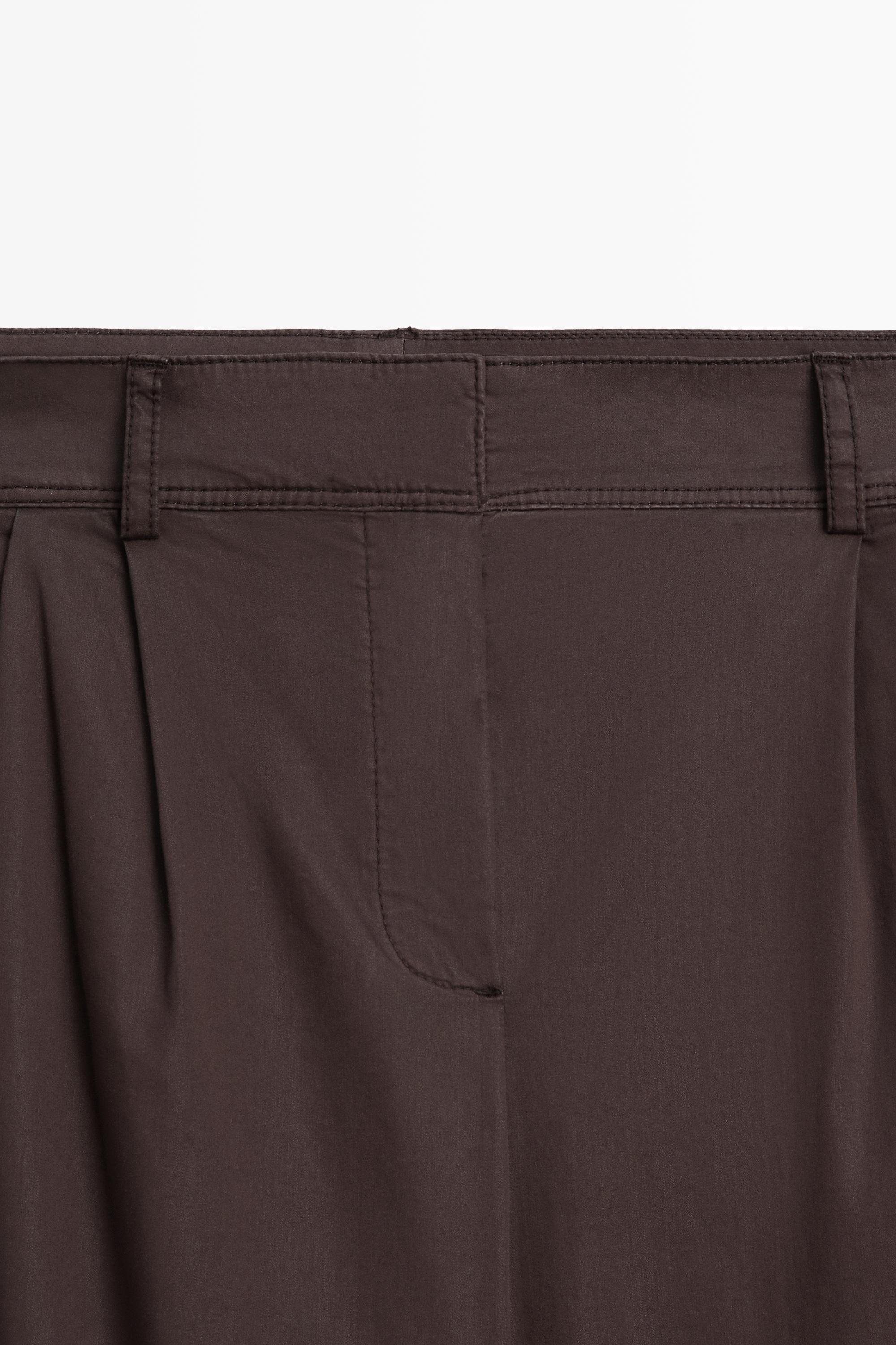 Pantalon à pinces en popeline de coton mélangé
