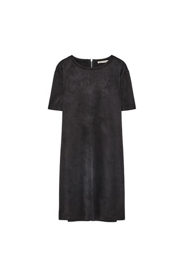FAUX SUEDE SHORT DRESS