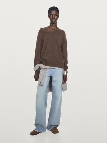 Zara Knit 100% cashmere V-neck sweater - Brown