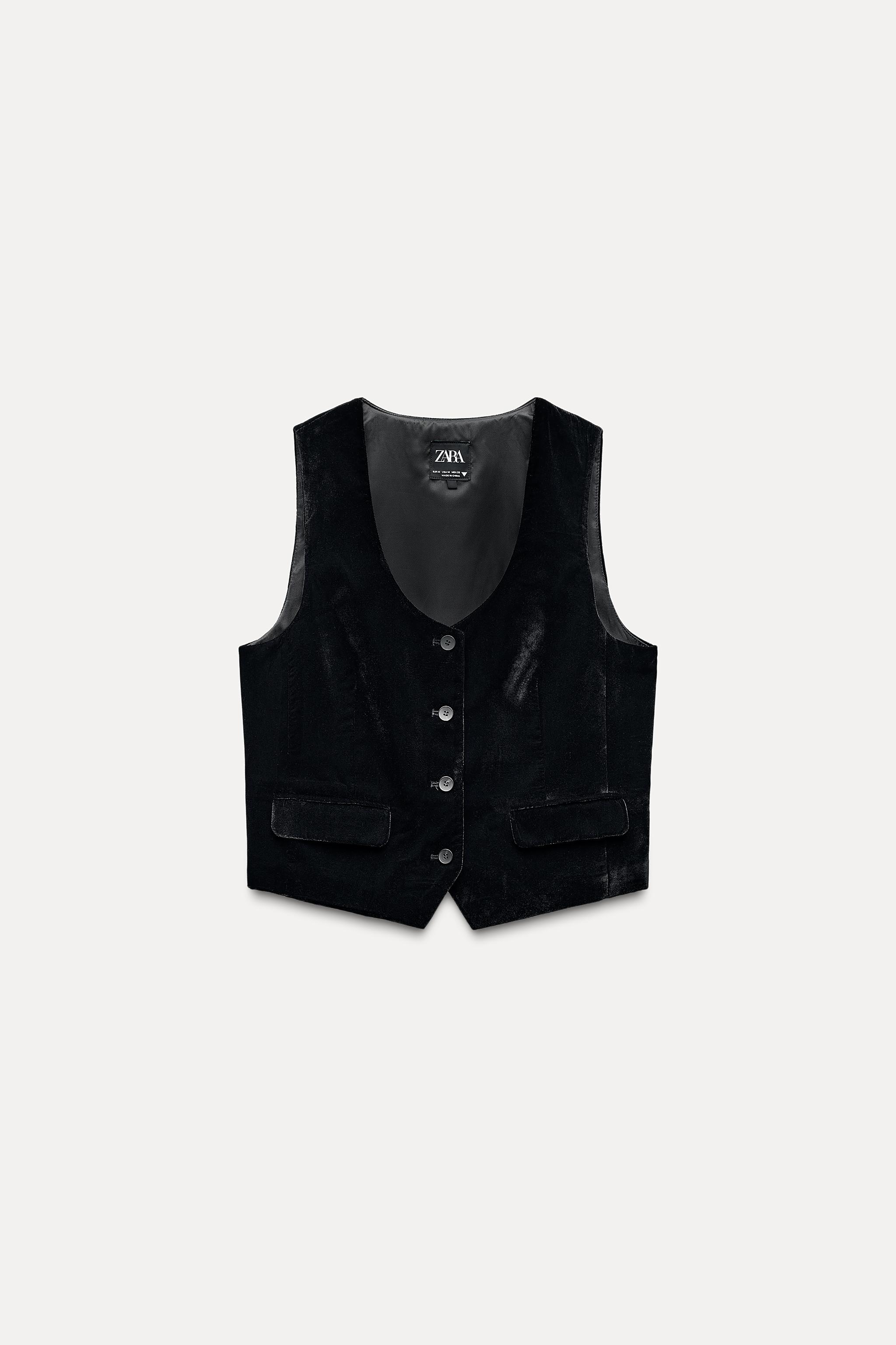 FITTED VELVET WAISTCOAT Black ZARA South Africa - Main Image
