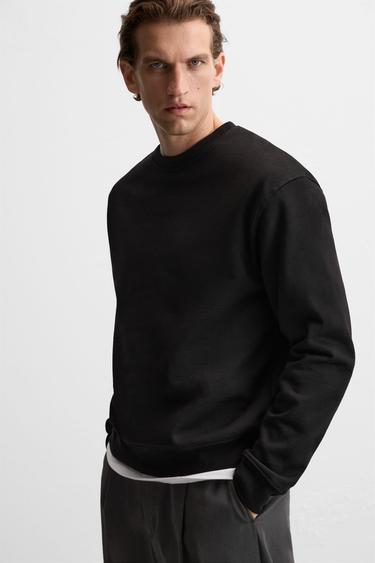 BASIC CREW NECK SWEATSHIRT - Black by Zara - Image 5