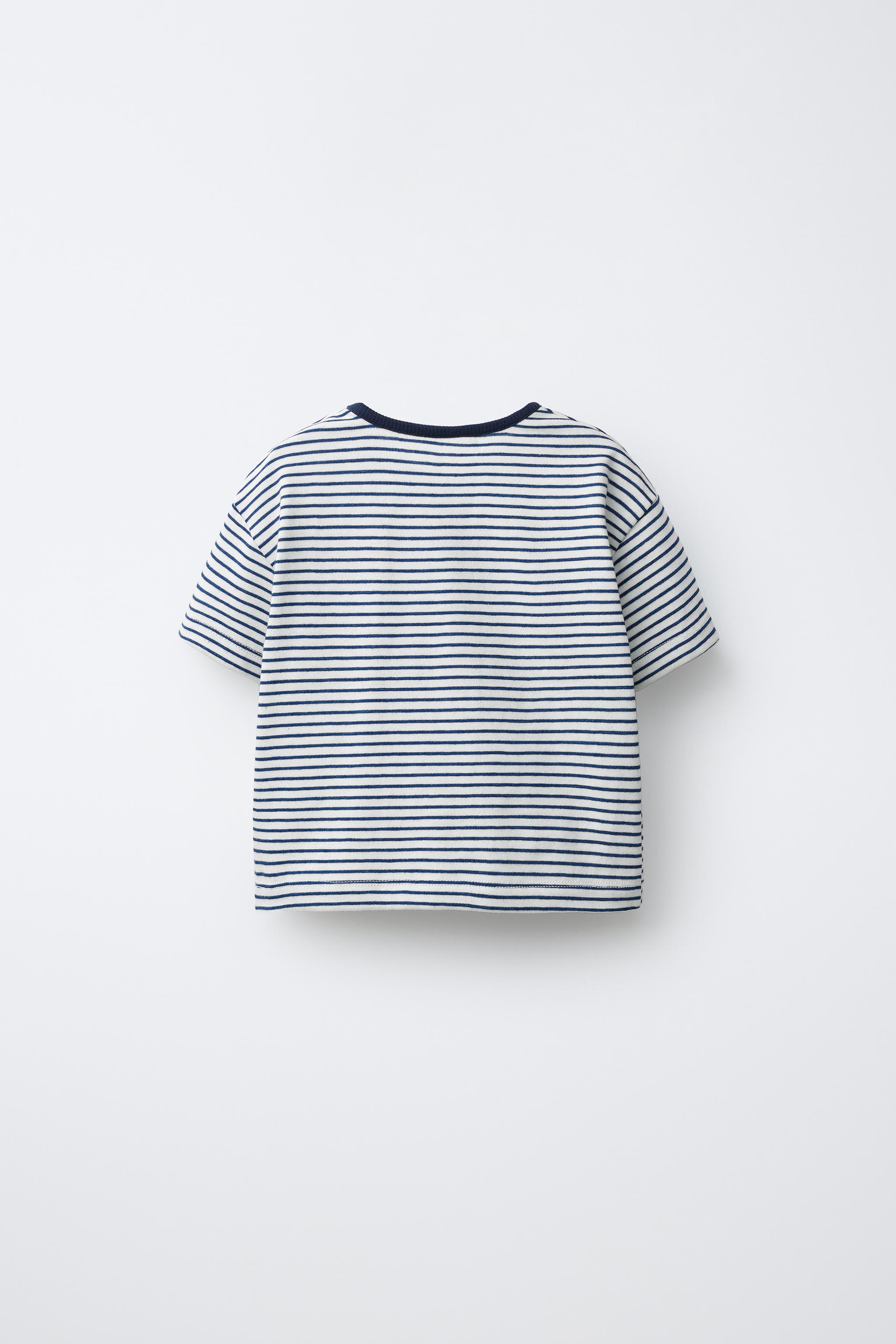 STRIPED CLOVER PATCH T-SHIRT — Blue