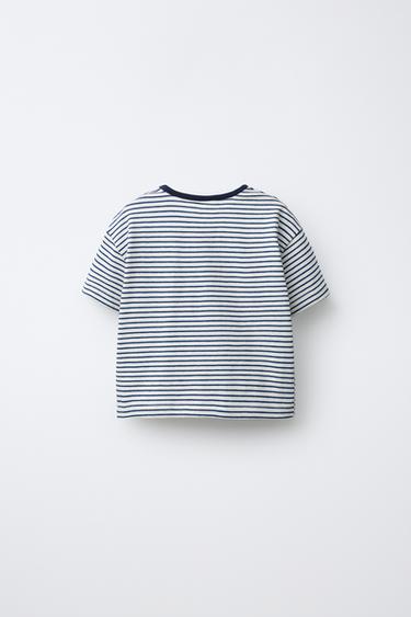 STRIPED CLOVER PATCH T-SHIRT - Blue by Zara - Image 1