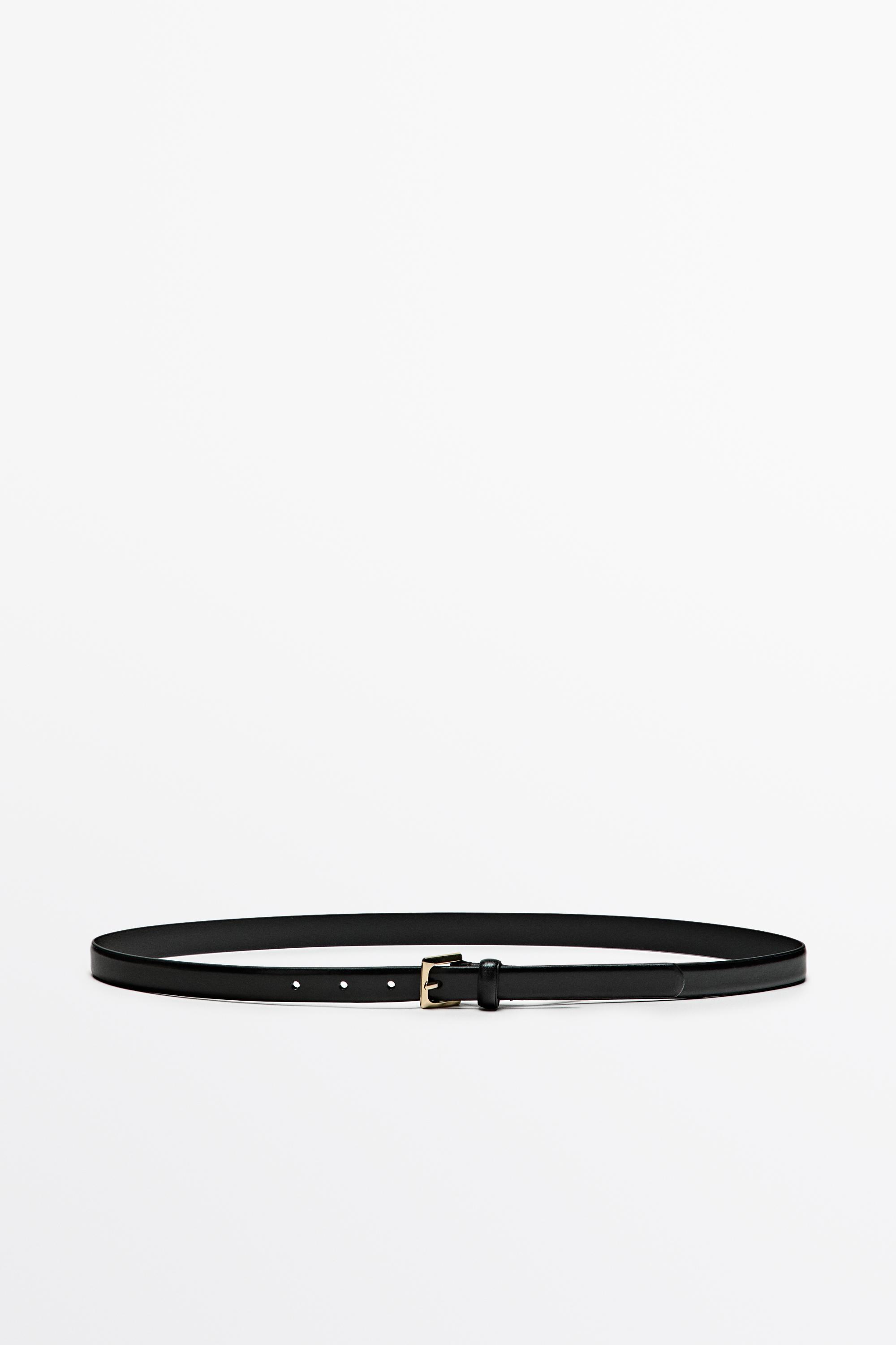 Nappa leather belt with square buckle