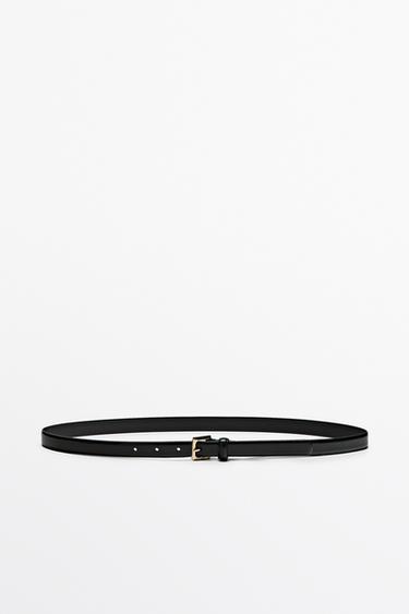 Cinturón hebilla cuadrada piel napa - Negro de Zara
