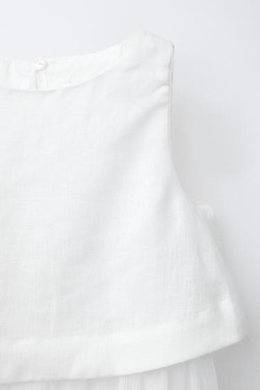 ROBE DOUBLE ÉPAISSEUR EN LIN - Écru de Zara - Image 2