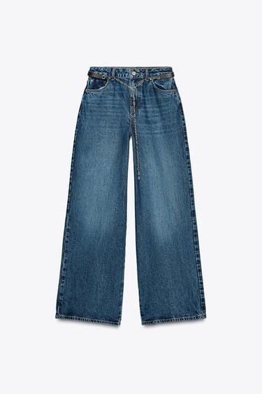Zara Z1975 WIDE LEG CHAIN BELT JEANS - Mid-blue - Image 0