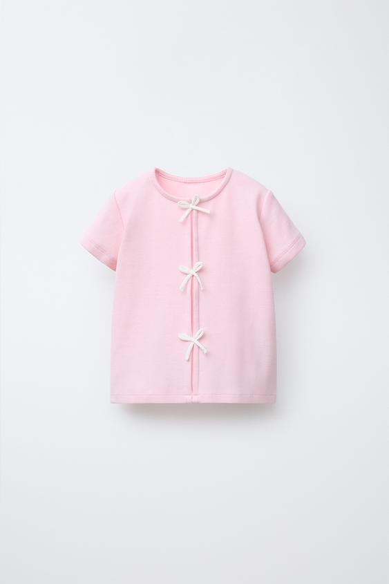 PLAYERA RIB LACITOS - Rosa pastel | ZARA Mexico