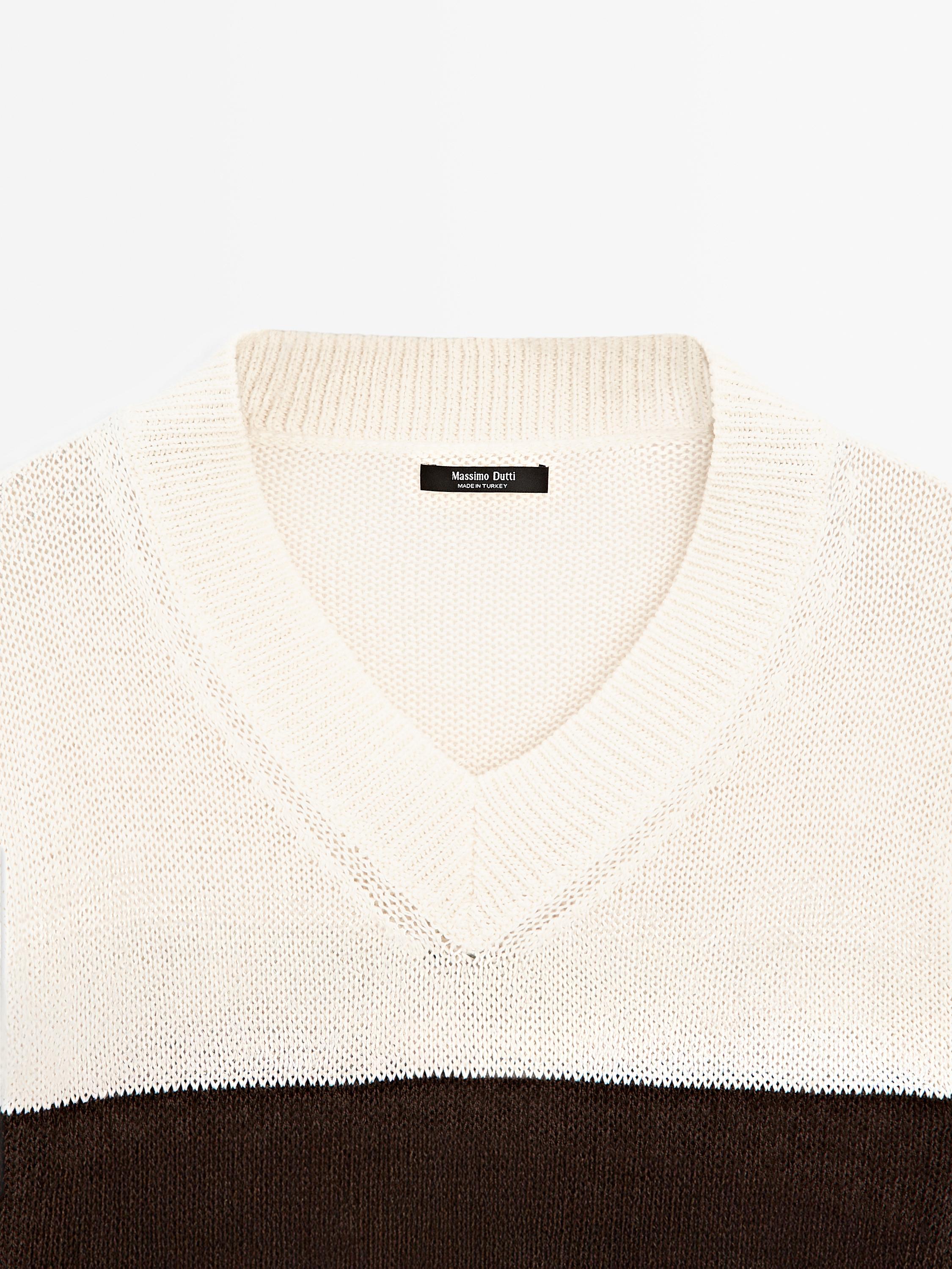 Pull coton à rayures en maille