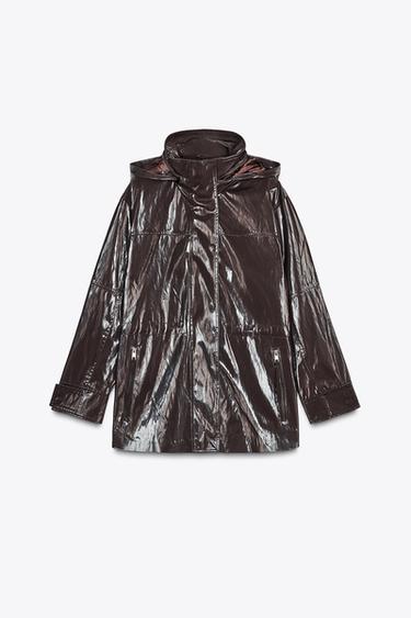 SHINY HOODED PARKA ZW COLLECTION - Brown by Zara