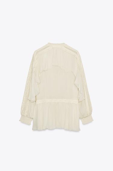 ZW COLLECTION LACE RUFFLE BLOUSE - Ecru by Zara - Image 7