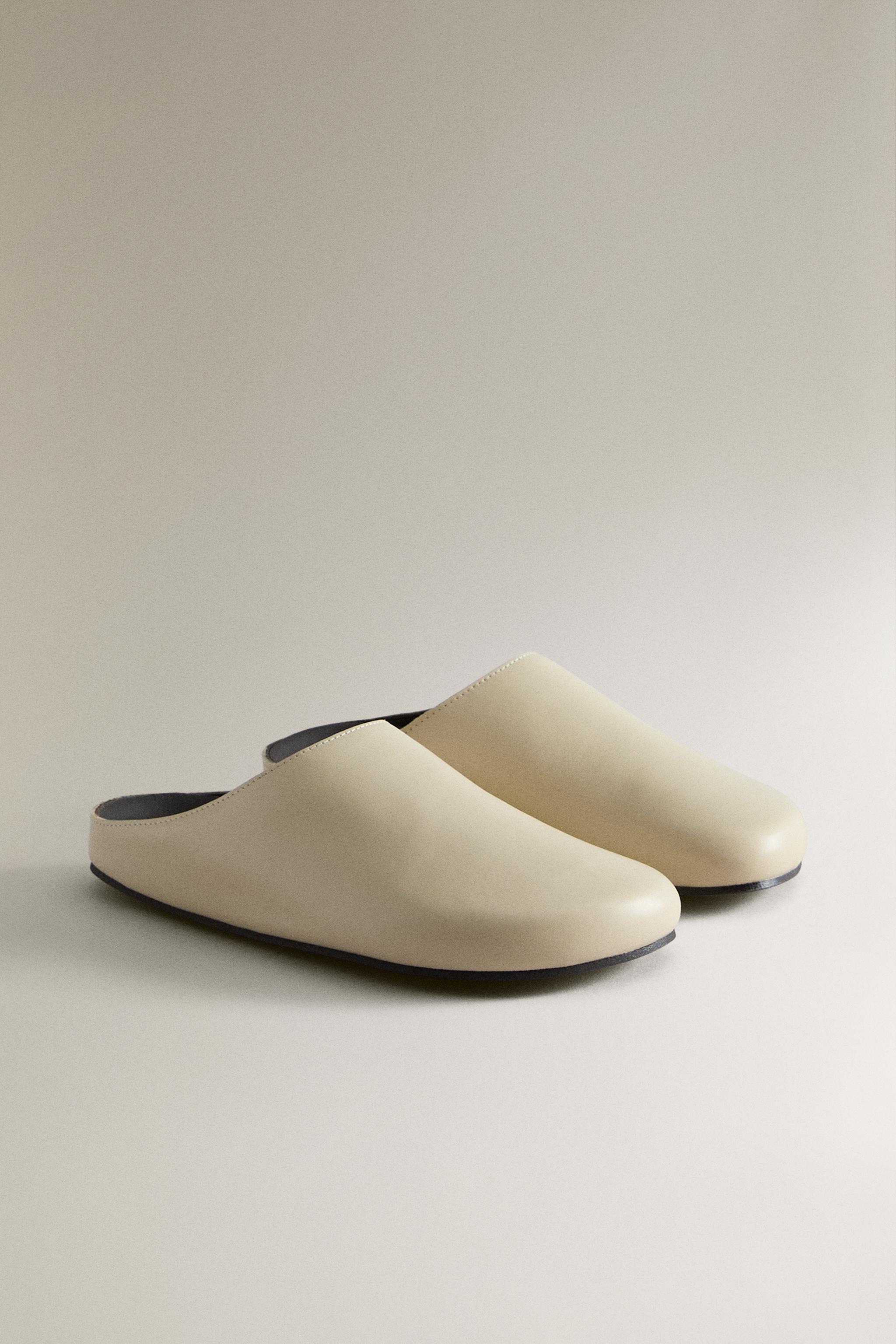 MINIMAL LEATHER MULE CLOG SLIPPERS — White