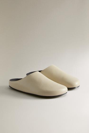 MINIMALIST LEATHER CLOGS - White by Zara - Image 1
