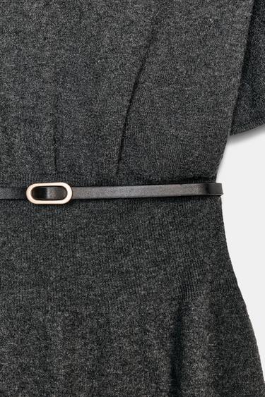 ROBE MIDI EN MAILLE AVEC CEINTURE - Gris foncé de Zara - Image 5