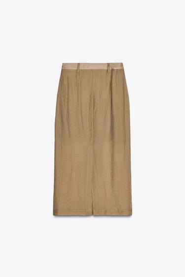 SEMI-SHEER MIDI SKIRT - Mid-camel by Zara - Image 5