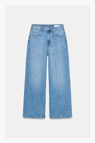 Zara ZW COLLECTION HIGH-RISE WIDE LEG JEANS - Mid-blue
