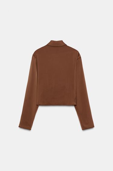 CHEMISE FLUIDE SATINÉE - Marron de Zara - Image 4