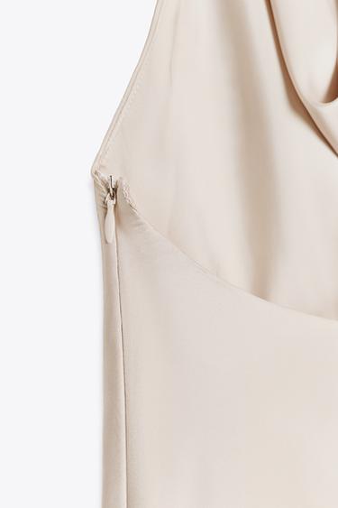 FRINGED SATIN HALTER TOP - Sand by Zara - Image 7