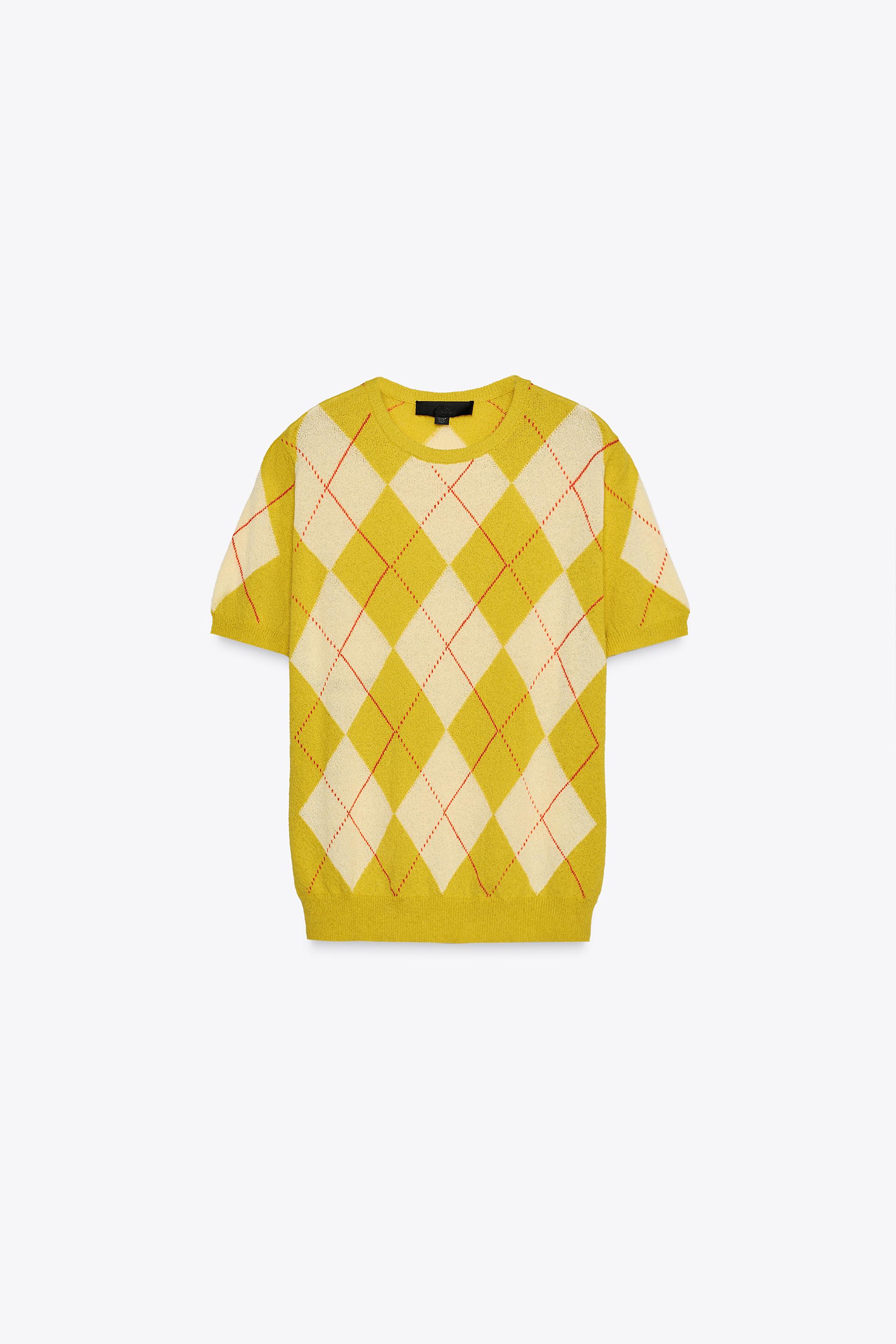 ARGYLE KNIT TOP - Lime green | ZARA United States