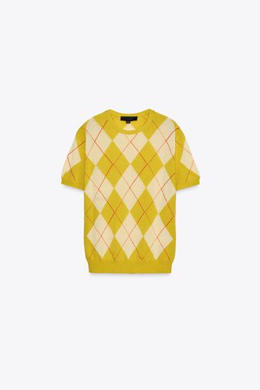 ARGYLE KNIT TOP - Lime by Zara - Image 4