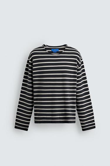 STRIPED JACQUARD T-SHIRT AARON LEVINE X ZARA - Blue/White by Zara