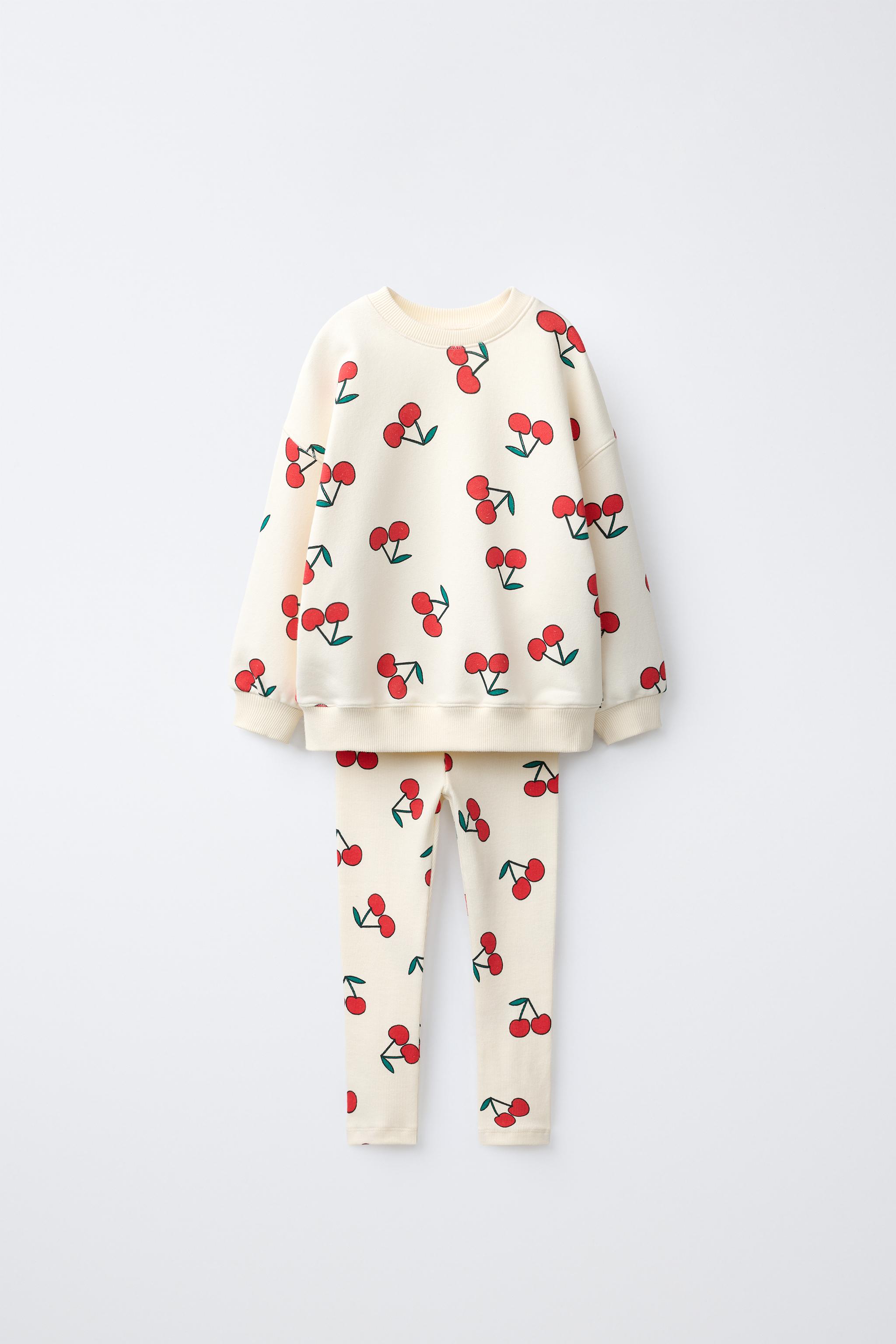 CONJUNTO JOGGING SUDADERA Y LEGGING ESTAMPADO CEREZAS - Crudo