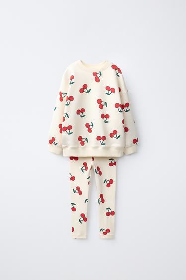 CHERRY PRINT SWEATSHIRT AND LEGGINGS SET - Ecru by Zara