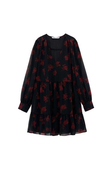 RUFFLED PRINTED DRESS