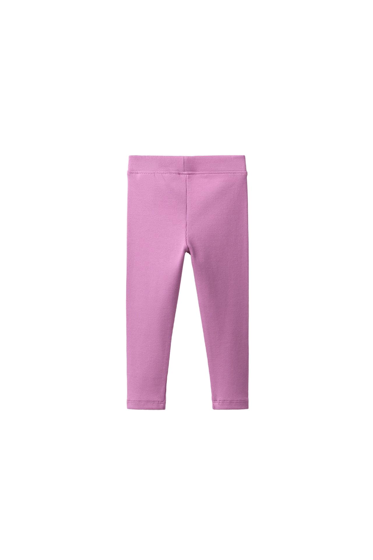 LABEL DETAIL RIBBED LEGGINGS — Chalk pink